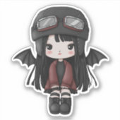 Gothic Mädchen Pilot Flügel Cutie Personalisierte Aufkleber (Vorderseite)