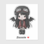 Gothic Mädchen Pilot Flügel Cutie Personalisierte Aufkleber (Blatt)