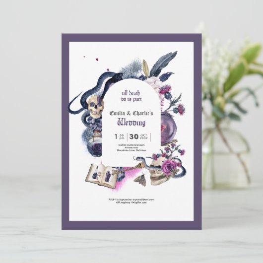 Gothic Magic Halloween-Einladung Einladung (Stehend Vorderseite)