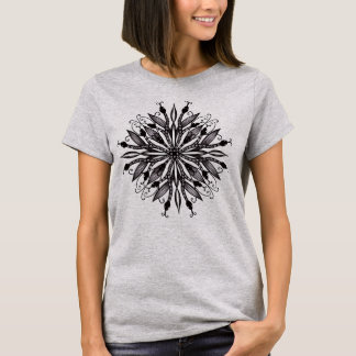 Gothic Mandala Blätter und Schlangen T-Shirt