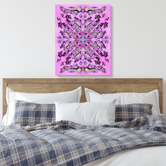 Gothic Mandala Stretched Canvas Print Leinwanddruck (Insitu (Schlafzimmer))