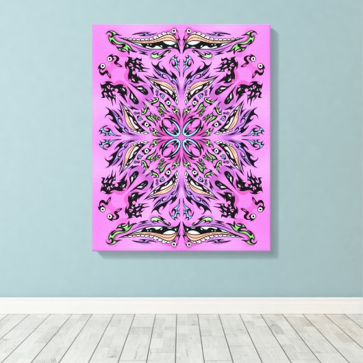 Gothic Mandala Stretched Canvas Print Leinwanddruck (Insitu (Holzboden))