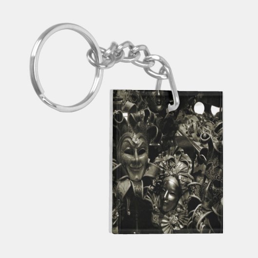 Gothic Masquerade Masks Black and White Schlüsselanhänger (Vorderseite links)