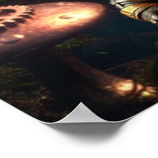 Gothic Mechanical Dark Forest Steampunk Gummy Bear Poster (Ecke)