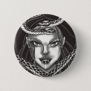 Gothic Medusa-Schlangen-Porträt-Button Button