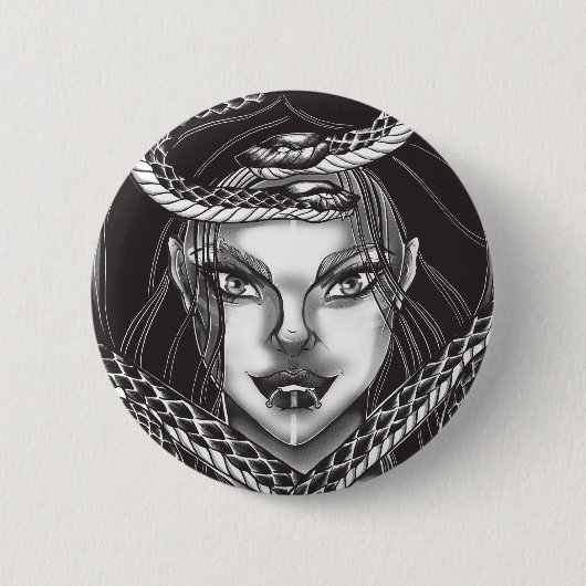 Gothic Medusa-Schlangen-Porträt-Button Button (Vorderseite)