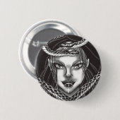 Gothic Medusa-Schlangen-Porträt-Button Button (Vorne & Hinten)