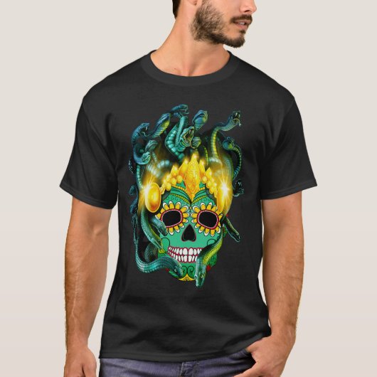 Gothic Medusa Sugar Skull T-Shirt (Vorderseite)