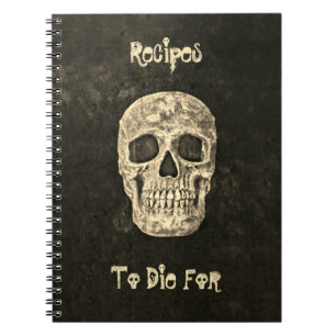 Gothic Menschlicher Totenkopf Schwarz Beige Rezept Notizblock