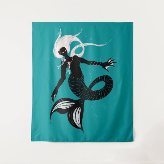 Gothic Mermaid Dark Fantasy Magic Sea Creature Wandteppich (Vorderseite)