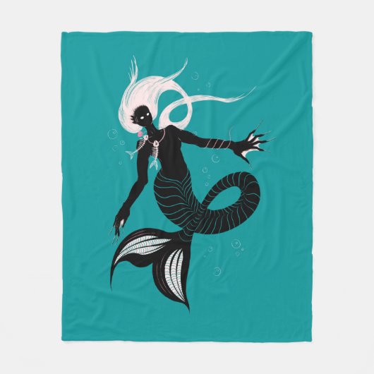 Gothic Mermaid Dark Fantasy Sea Creature Fleecedecke (Vorderseite)
