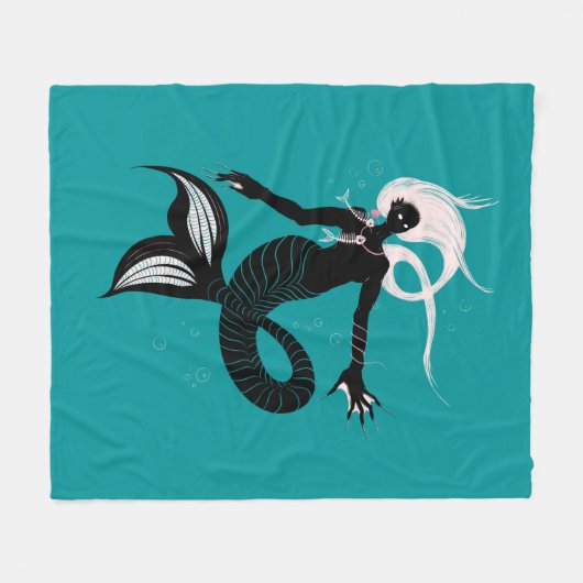 Gothic Mermaid Dark Fantasy Sea Creature Fleecedecke (Vorderseite (Horizontal))
