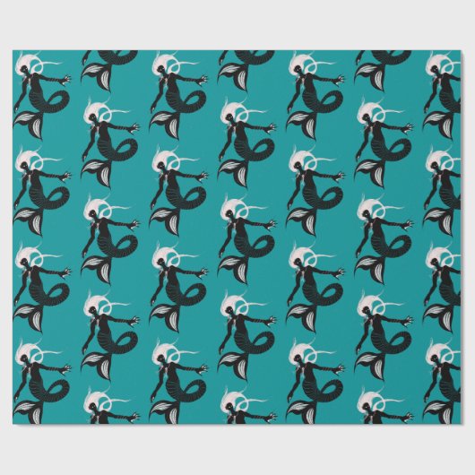 Gothic Mermaid Dark Fantasy Sea Creature Geschenkpapier (Flach)