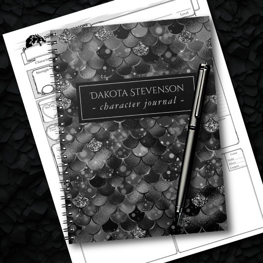 Gothic Mermaid | Dark Goth, Girly Black Scale Notizblock