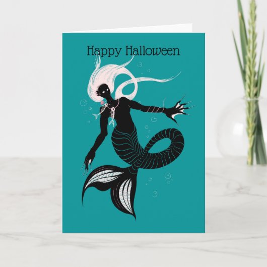 Gothic Mermaid Dark Sea Creature Halloween Karte (Vorderseite)