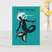 Gothic Mermaid Dark Sea Creature Halloween Karte (Gelbe Blume)