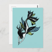 Gothic Mermaid Schöne blaugrüne Tinte Zeichnend Postkarte (Vorne/Hinten)