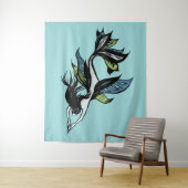 Gothic Mermaid Schöner Blauer grüner Ink Gezeichne Wandteppich (Beispiel)