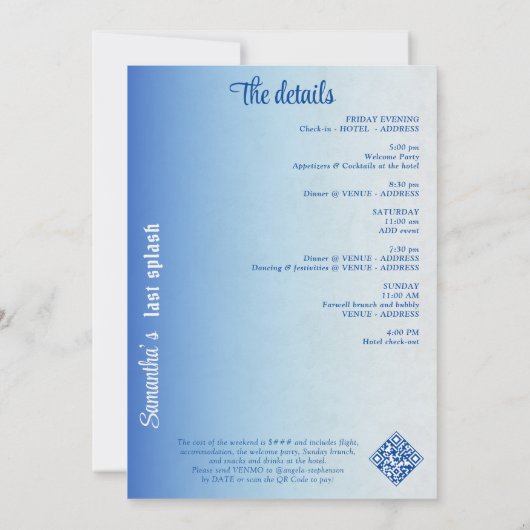 Gothic Mermaid Skeleton Last Splash Bachelorette Einladung (Rückseite)