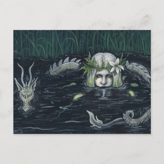 Gothic Mermaid und Dragon Swamp Postcard Postkarte