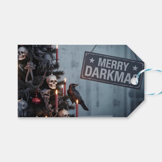 Gothic "Merry Darkmas" Horror Christmas Tree Geschenkanhänger (Vorderseite (Horizontal))