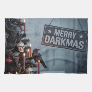 Gothic "Merry Darkmas" Horror Christmas Tree Geschirrtuch