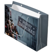 Gothic "Merry Darkmas" Horror Christmas Tree Große Geschenktüte (Vorderseite Schrägansicht)