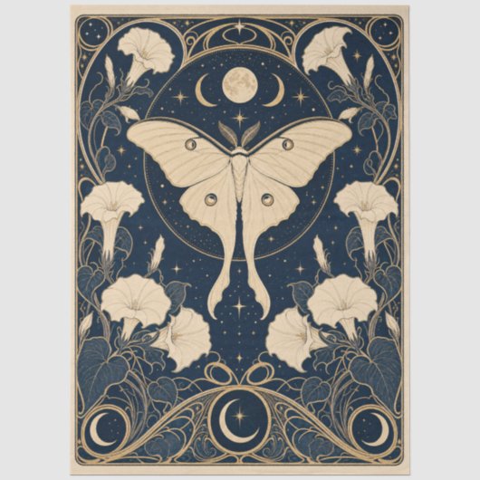 Gothic Mond & Motten Dekoupage Seidenpapier (Vorderseite)
