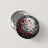Gothic Mond & Rote Rose Button (Vorne & Hinten)
