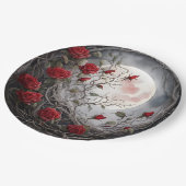 Gothic Mond & Rote Rose Pappteller (Schrägansicht)