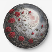 Gothic Mond & Rote Rose Pappteller (Vorderseite)