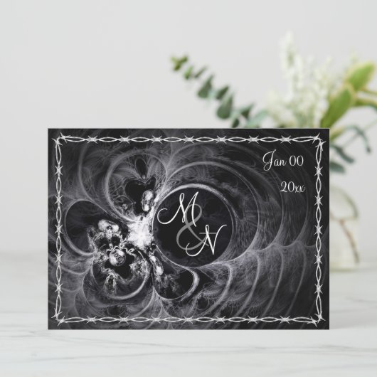 Gothic Monogram Hochzeitseinladung Einladung (Stehend Vorderseite)