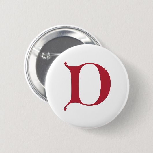 Gothic Monogram Letter D Button (Vorne & Hinten)