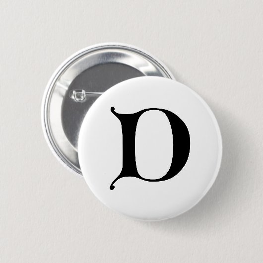 Gothic Monogram Letter D Button (Vorne & Hinten)