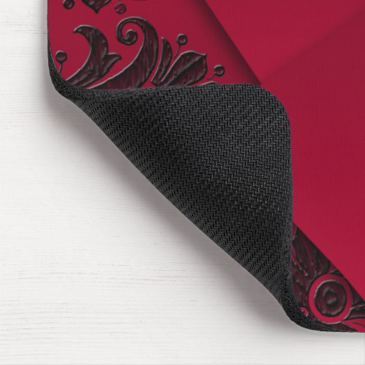 Gothic Monogram Red and Black Baroque Mousepad (Ecke)