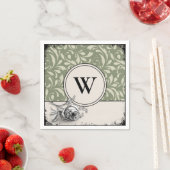 Gothic Monogram Salbeigrün Damastrose Serviette (Beispiel)