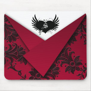 Gothic-Monogramm Rot-Schwarz-Barock-Mauspad Mousepad