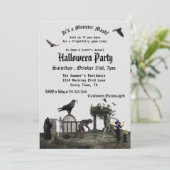 Gothic Monster Mash Halloween Hexe Werwolf Mummy Einladung (Stehend Vorderseite)