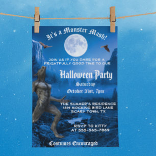 Gothic Monster Mash Werwolf Halloween-Party Einladung