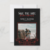 Gothic Moody Black and Red Wedding Foto Save The Date (Vorderseite)