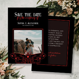 Gothic Moody Black and Red Wedding Foto Save The Date