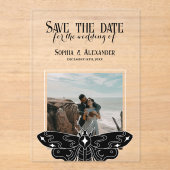 Gothic Moody Black and White Wedding photo Acryleinladungen (Vorderseite)