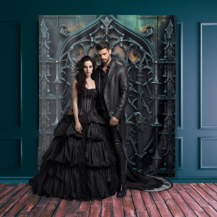 Gothic Moody Black Arch Wandteppich