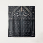 Gothic Moody Black Arched Door Wandteppich (Vorderseite)