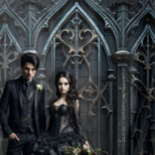 Gothic Moody Black & Bronze Arch Wandteppich