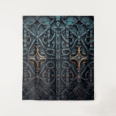 Gothic Moody Black & Bronze Squared Door Wandteppich (Vorderseite)