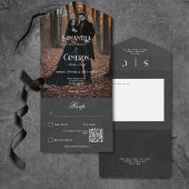 Gothic Moody Black Elegant Foto QR Code All In One Einladung