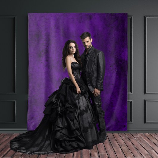 Gothic Moody Black & Lila Vintag Abstrakt Wandteppich