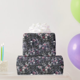 Gothic Moody Blume Skulls und Crows Geschenkpapier
