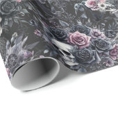 Gothic Moody Blume Skulls und Crows Geschenkpapier (Rolleneckpunkt)